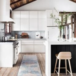 LOLOI NIKHIL VINTAGE PRINT FLAT RUG: BLUE, PEACH