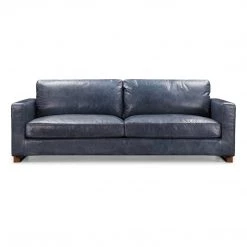 MOES Furniture NIKOLY LEATHER SOFA: MIDNIGHT BLUE