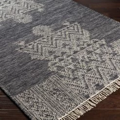 SURYA NITIN HAND-WOVEN WOOL FLAT RUG: GRAPHITE