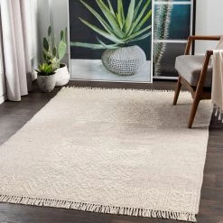 SURYA NITIN HAND-WOVEN WOOL FLAT RUG: STONE