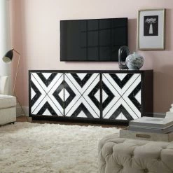 HOOKER NOIR ET BLANC MEDIA CONSOLE