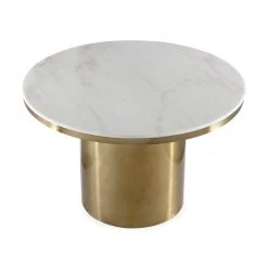 TOV 4' ROUND NOIR MARBLE TOP PEDESTAL DINING TABLE Kitchen + Dining