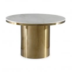 TOV 4' ROUND NOIR MARBLE TOP PEDESTAL DINING TABLE Kitchen + Dining