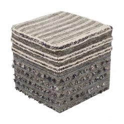 SURYA NORDIC CUBE OTTOMAN: GRAY, DENIM