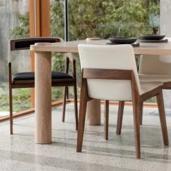 MOES NORDIC WHITE OAK POST DINING TABLE