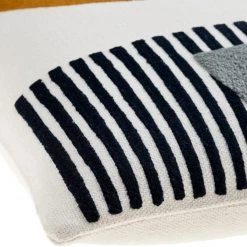 SURYA NOVA COTTON EMBROIDERED PILLOW: MUSTARD, NAVY