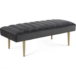 TOV Living Room NOVA GREY VELVET BENCH