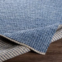 SURYA NUBBY WOVEN WOOL RUG: DENIM