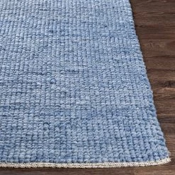 SURYA NUBBY WOVEN WOOL RUG: DENIM