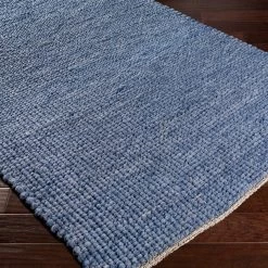 SURYA NUBBY WOVEN WOOL RUG: DENIM