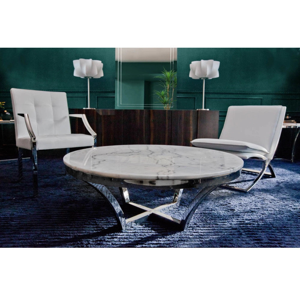 NUEVO AURORA POLISHED STEEL + MARBLE COFFEE TABLE 3 NUEVO AURORA POLISHED STEEL + MARBLE COFFEE TABLE