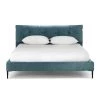 DOVETAIL OCEAN SLUB VELVET PILLOW BACK PLATFORM BED Bedroom