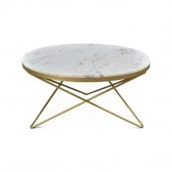 MOES OPTIC ROUND WHITE MARBLE TOP COFFEE TABLE