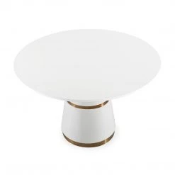 TOV Kitchen + Dining ORA 4' ROUND WHITE LACQUER DINING TABLE