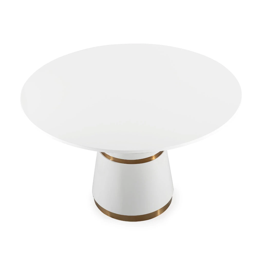 TOV Kitchen + Dining ORA 4' ROUND WHITE LACQUER DINING TABLE 2 TOV Kitchen + Dining ORA 4' ROUND WHITE LACQUER DINING TABLE