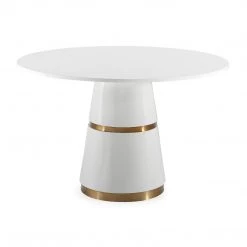 TOV Kitchen + Dining ORA 4' ROUND WHITE LACQUER DINING TABLE
