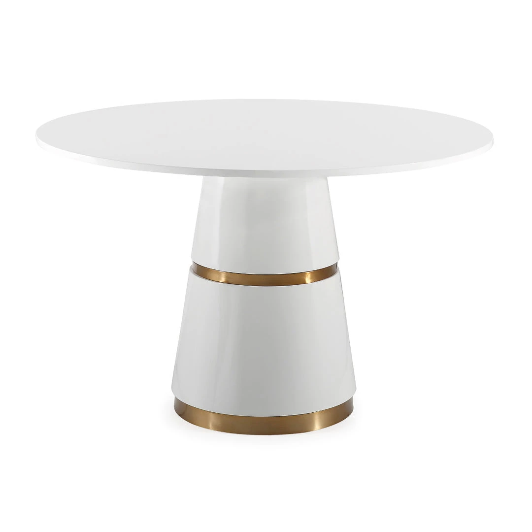 TOV Kitchen + Dining ORA 4' ROUND WHITE LACQUER DINING TABLE 1 TOV Kitchen + Dining ORA 4' ROUND WHITE LACQUER DINING TABLE