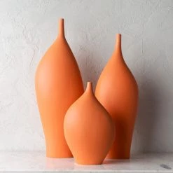 SURYA ORANGE NEMO CERAMIC VASES | SET OF 3 Accessories