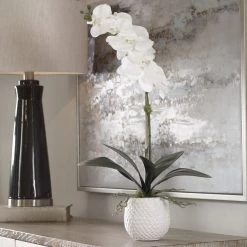 UTTERMOST ORCHID BOTANICAL IN WHITE CERAMIC POT