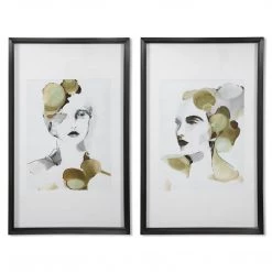 UTTERMOST "ORGANIC PORTRAIT" GLASS FRAMED PRINTS | SET OF 2