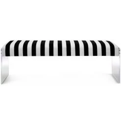 TOV OSCAR STRIPED VELVET ACRYLIC BENCH