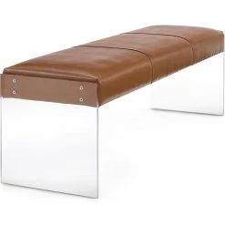 TOV Living Room OSCAR CAMEL LEATHER + ACRYLIC BENCH 4 TOV Living Room OSCAR CAMEL LEATHER + ACRYLIC BENCH