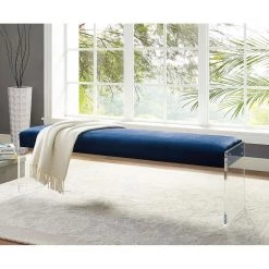 TOV OSCAR NAVY VELVET ACRYLIC BENCH