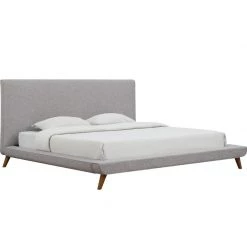 TOV OWEN MID-CENTURY PLATFORM BED: BEIGE/GRAY