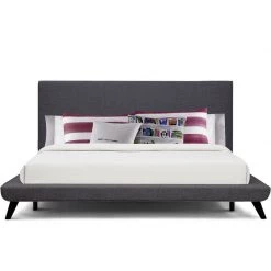 TOV OWEN MID-CENTURY PLATFORM BED: GRAY