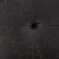 FOUR HANDS OXFORD SQUARE ANTIQUE BLACK LEATHER COCKTAIL OTTOMAN