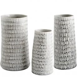 CYAN Pillows + Decor OYSTER SILVER CERAMIC VASES