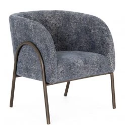 FOUR HANDS Living Room PACEY TEXTURED NAVY CHENILLE BARREL CHAIR