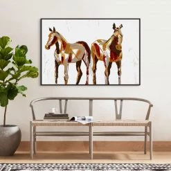 L ART "PAINTED HORSES I" CANVAS ART