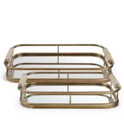 UTTERMOST PALM SPRINGS RETRO MIRRORED SERVING TRAYS | SET OF 2