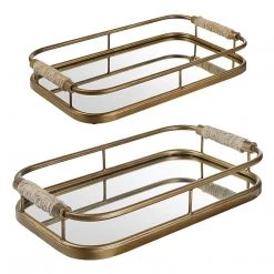 UTTERMOST PALM SPRINGS RETRO MIRRORED SERVING TRAYS | SET OF 2