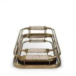 UTTERMOST PALM SPRINGS RETRO MIRRORED SERVING TRAYS | SET OF 2