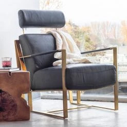 MOES Living Room PARADISO BLACK LEATHER LOUNGER