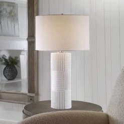 UTTERMOST PATCHWORK WHITE CERAMIC TABLE LAMP Lighting