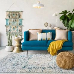 SURYA ERIS RUG: SILVER, TEAL MULTI