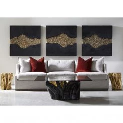 PHILLIPS COLLECTION AGNES ROOT CAST COFFEE TABLE BLACK, GOLD LEAF Furniture