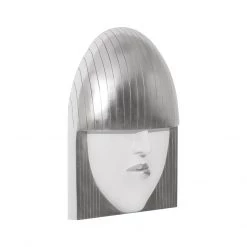 PHILLIPS COLLECTION FASHION FACE SILVER+WHITE WALL ART Wall Sculptures + Decor