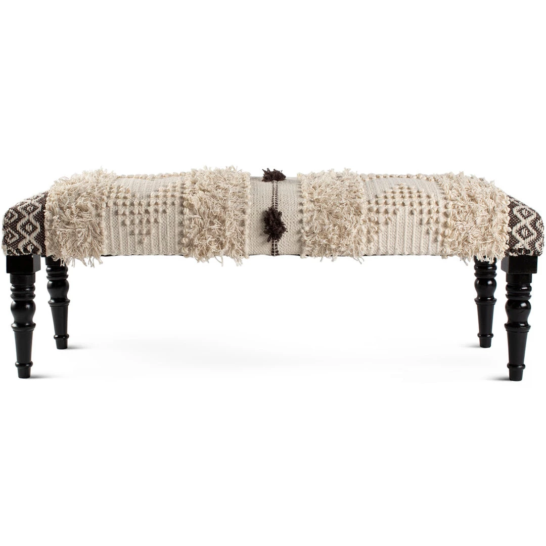 SURYA PILCRO FRINGE UPHOLSTERED BENCH 1 SURYA PILCRO FRINGE UPHOLSTERED BENCH