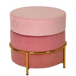 VIG PINK SUNRISE VELVET OTTOMAN