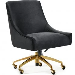 TOV PIPER BLACK VELVET SWIVEL OFFICE CHAIR
