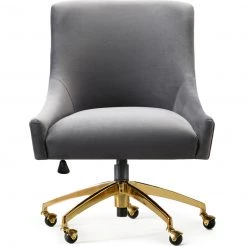TOV PIPER GRAY VELVET SWIVEL OFFICE CHAIR