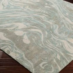 SURYA CELESTIAL WOOL + VISCOSE RUG: SLATE, OLIVE