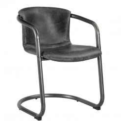 MOES Kitchen + Dining REVOLVE VINTAGE LEATHER DINING CHAIR: BLACK | SET OF 2