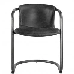MOES Kitchen + Dining REVOLVE VINTAGE LEATHER DINING CHAIR: BLACK | SET OF 2