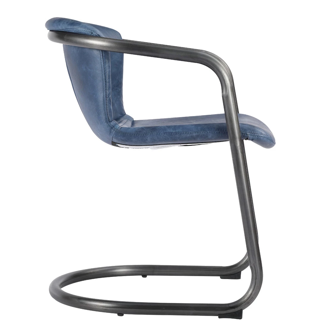 MOES Kitchen + Dining REVOLVE VINTAGE LEATHER DINING CHAIR: BLUE | SET OF 2 3 MOES Kitchen + Dining REVOLVE VINTAGE LEATHER DINING CHAIR: BLUE | SET OF 2