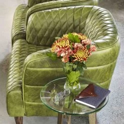 MOES MAGDELAN TUFTED LEATHER ARM CHAIR: GREEN 8 MOES MAGDELAN TUFTED LEATHER ARM CHAIR: GREEN